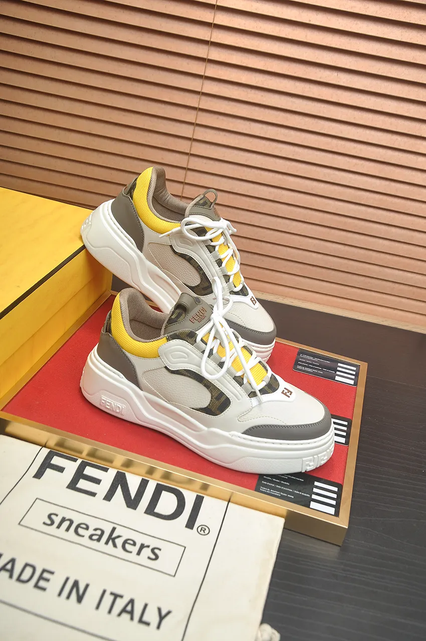 Men's shoes 💰600💶 [Fendi] The latest casual sports shoes 🔥 Many 💑 stars have the same style FD match. The original version is a one-to-one replica. Designer Kim Jones's first fendi match and Donkey brand Trainer basketball sneakers. Material: Original silk mesh. Lining: Breathable mesh. Packaging: Original 1:1 matching high-end packaging. Size: 38-45 (45 is custom-made and cannot be returned or exchanged)